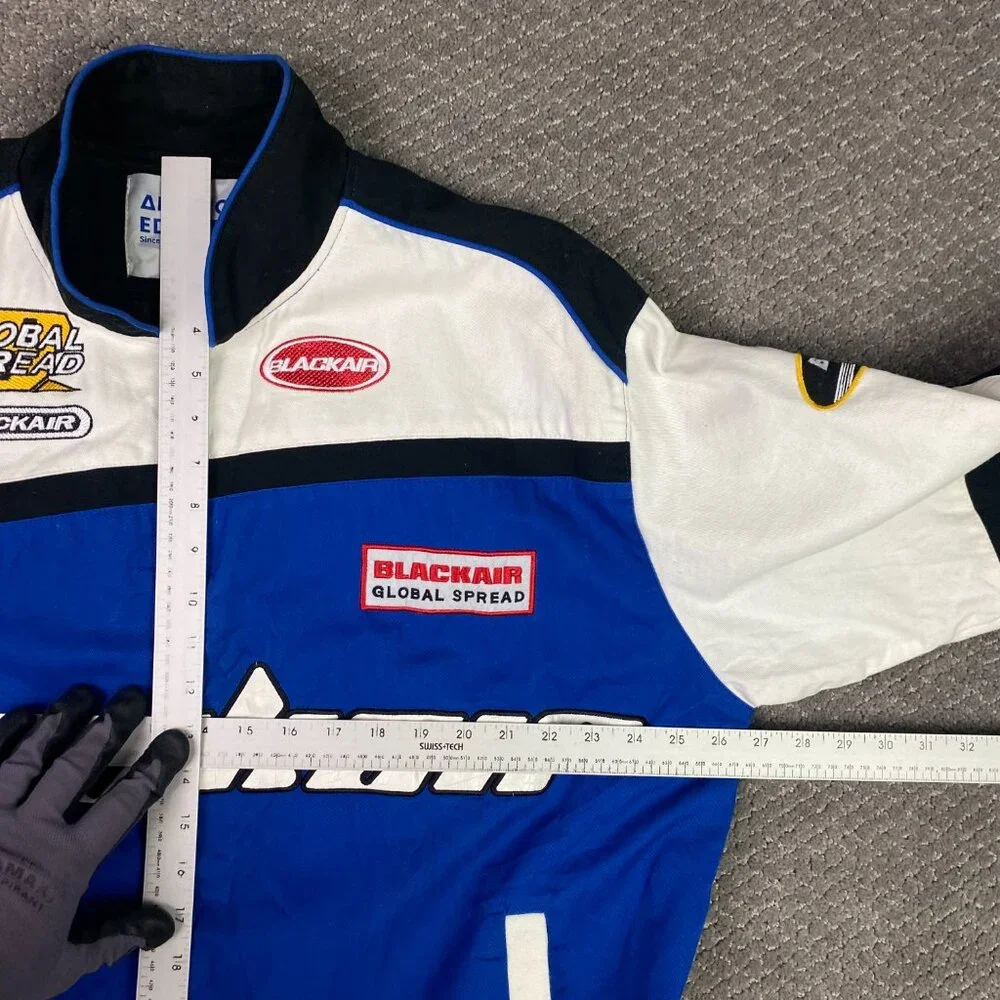 Aelfric Eden Black Blue White Racing Bomber Jacket - Picture 10 of 12